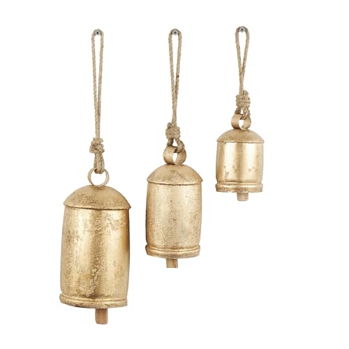 Deco 79 Metal Cow Bells Meditation Bell Set of 3 10 7 5H Gold