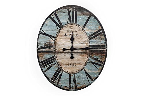Creative Co-Op Oval Turquoise Wood Wall Clock