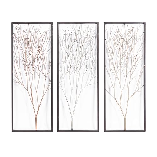 Deco 79 Metal Tree Home Wall Decor Branch Wall Sculpture with Metallic Copper Silver and Gold set of 3 Wall Art 13 x 3 x 32 Black