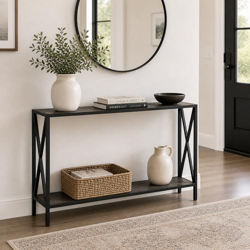 Convenience Concepts Tucson Console Table 47.25 - Modern Narrow Sofa Display Accent with Storage Shelf for Contemporary Living Room Entryway & Hallway Weathered Gray