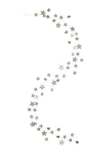 Creative Co-Op 72 Star Shaped Garland with Glitter Silver