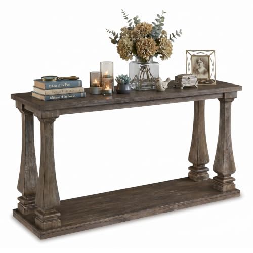 Signature Design by Ashley Johnelle Console Sofa Table Weathered Gray Wood