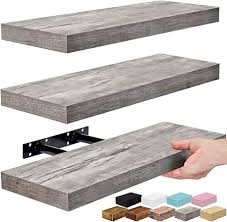 Sorbus 16 Inch Floating Shelves for Wall (3 Pack Grey)