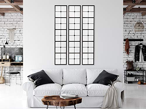 Creative Co-Op Windowpane Metal Framed Wall Mirror Black