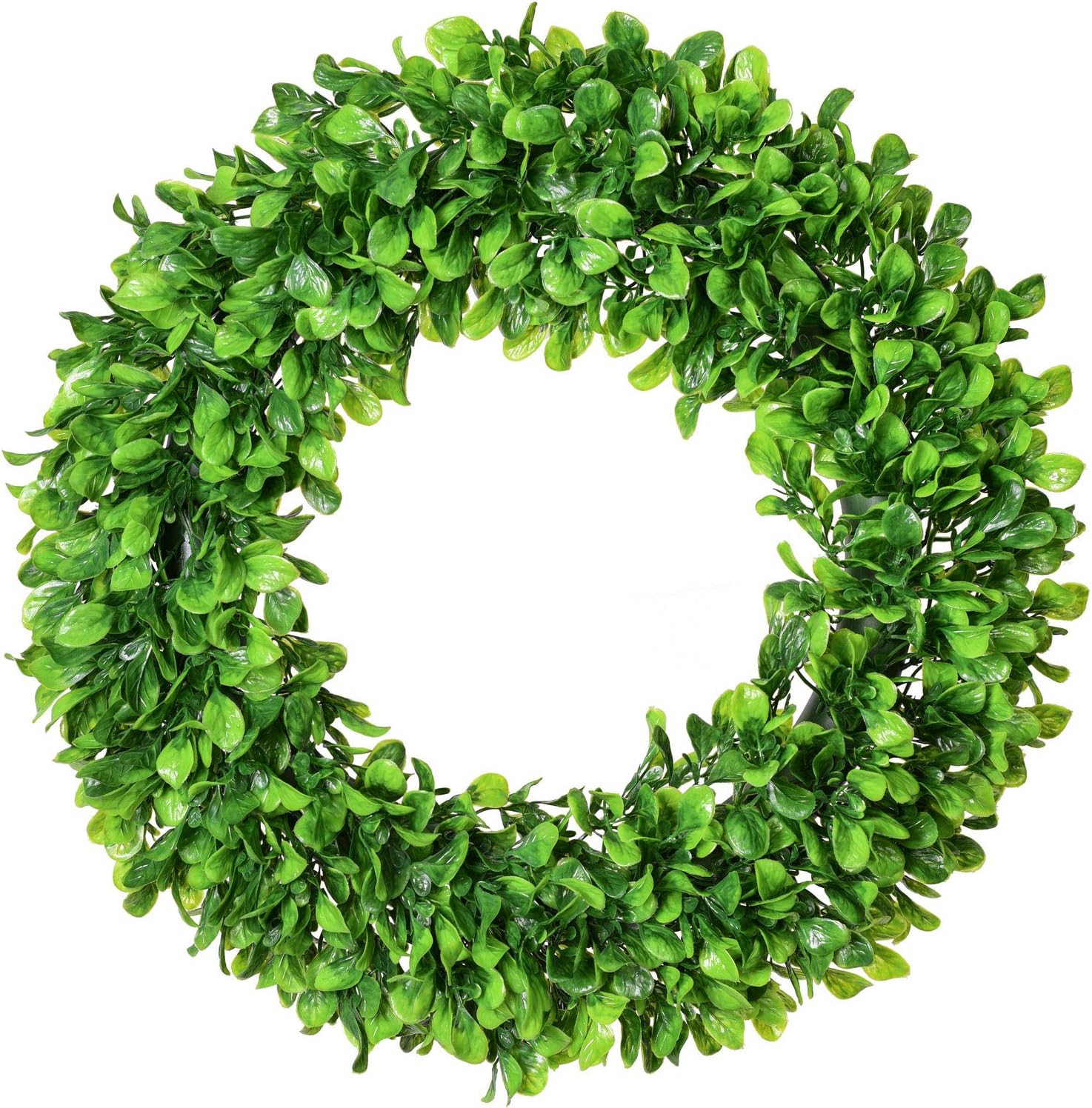 Lvydec Artificial Green Leaves Wreath - 20 Large Boxwood Wreath for Front Door Wall Window Farmhouse Decoration