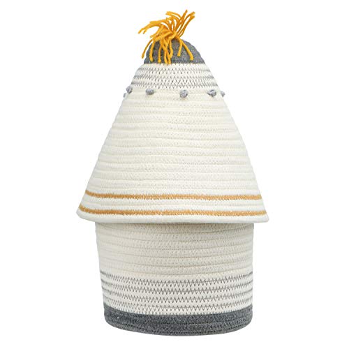 Creative Co-Op Cotton Rope Lid and Embroidery Baskets Grey (DF3239)