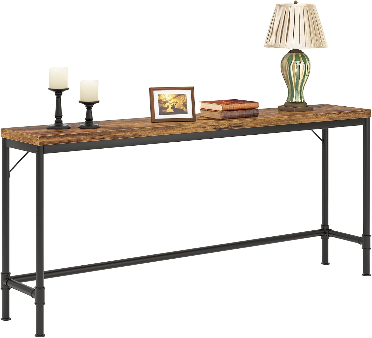 Tribesigns 70.9 Inch Extra Long Console Table Narrow Sofa Table Behind Couch Rustic Entryway Hallway Table Industrial Height Bar Table for Living Room