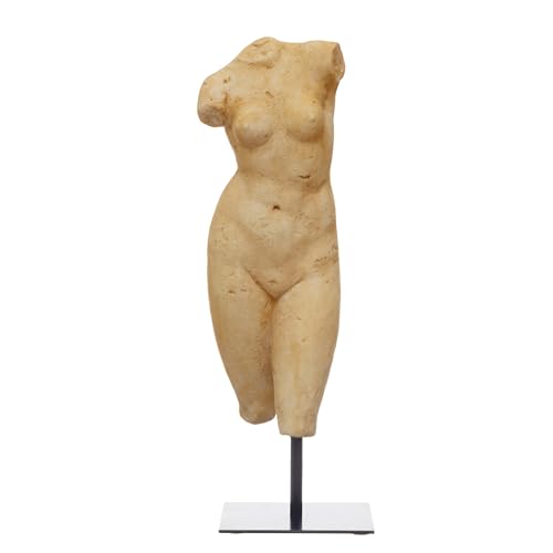 Creative Co-Op Resin Female Body Figure on Metal Stand Plaster Finish