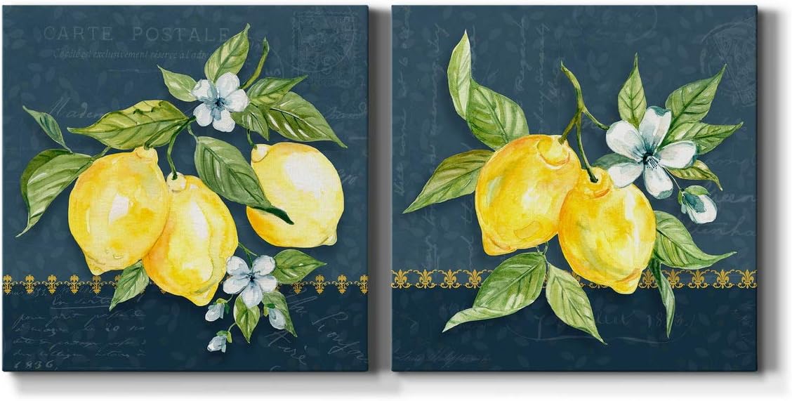 Renditions Gallery Blue Lemon Squeeze Wall Art Premium Gallery Wrapped Canvas Decor Ready to Hang 16 in H x 16 in W Made in America Print