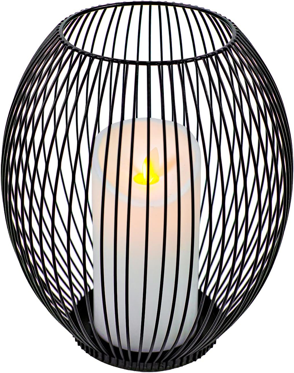 OLEEK Small Outdoor Candle Holders for Patio - Pillar Candle Holder - Black Wire Candle Holder for Table Centerpiece - Iron Lantern Decorative Candles - Farmhouse Decor Fireplace Metal Candle Holders