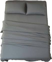 Queen Size 4 Piece Sheet Set - Breathable & Cooling Sheets - Grey Stripes