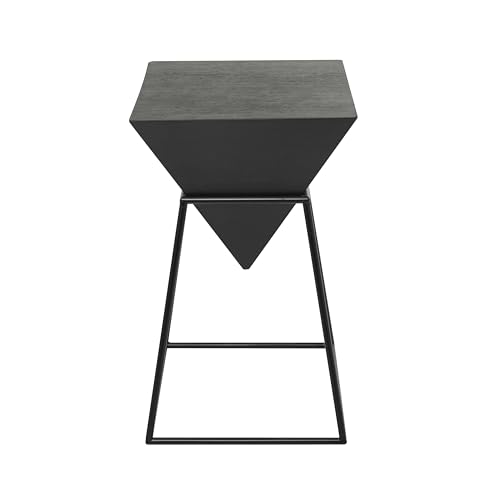 Deco 79 Wood Geometric Inverted Pyramid Accent Table with Black Metal Stand 14 x 14 x 24 Black