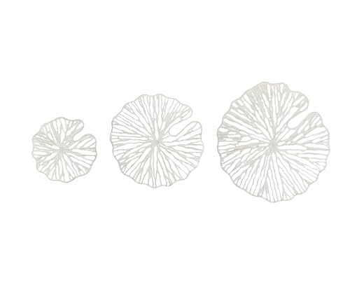 Creative Co-Op Handmade White Coral Shaped Paper & Metal Wall Decor (Set of 3 Sizes)