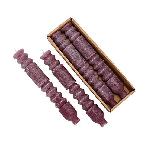 Creative Co-Op Unscented Totem Taper Box Set of 2 Pinot Candles 2 L x 2 W x 10 H Purple
