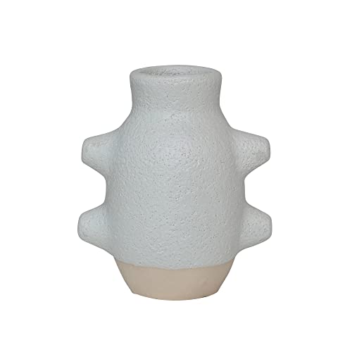 Creative Co-Op Abstract Stoneware Vase White Volcano Finish