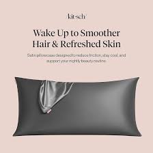 Kitsch Satin Pillowcase with Zipper - 2 pcs King Size Charcoal