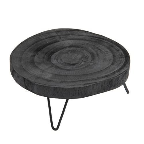 Creative Co-Op Decorative Paulownia Wood Pedestal Black