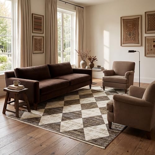 Nuloom Fringed Performance Meline Beige/Blue/Ivory 8' x 10'2 Checkered Soft and Cozy High Traffic Stain Resistant Easy Clean Durable Area Rug for Bedroom Living Room Dining Den Foyer