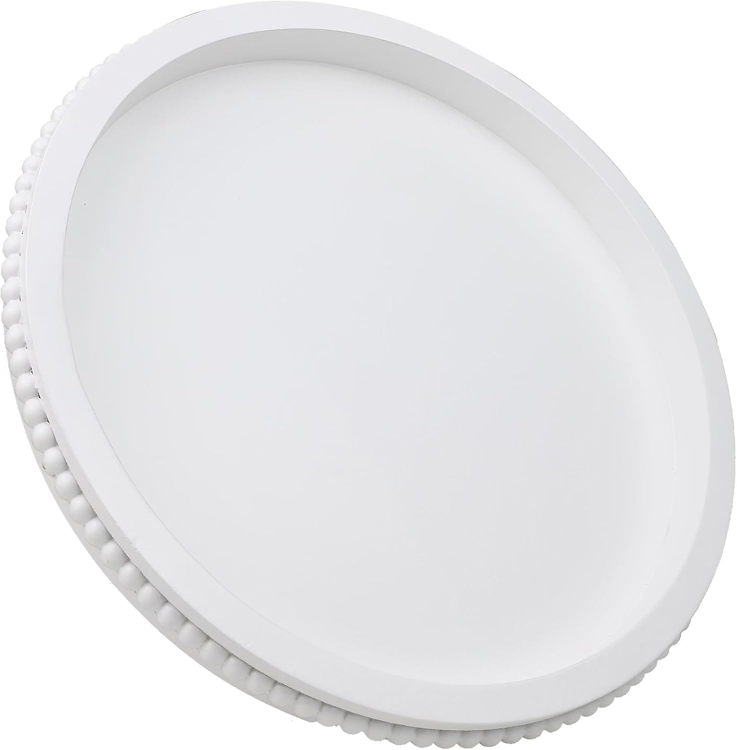 Hrastany Round Wood Serving Tray for Coffee Table Centerpiece White