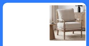 DUHOME Linen Fabric Spindle Accent Chair with Wood Frame