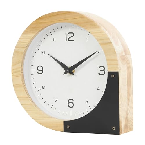 Deco 79 Wood Decorative Clock Round Abstract Mantel Clock Tabletop Clock 8 x 2 x 8 Light Brown