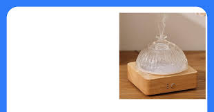 Lecdura Glass Essential Oil Diffuser with Glass Reservoir & WoodBase 200ml Ultrasonic Lock Color Timer Auto-Off 7 Color Light Aroma Glass Dome Diffuser for Home Office Bedroom Yoga