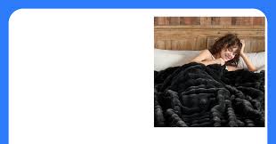 Lotus Karen Faux Fur Blanket Black - Big Bubble Rabbit Fluff King Throw for The Bed Large Fluffy Fuzzy Cozy Thick Furry Plush Shaggy Blankets 108x90 Inches