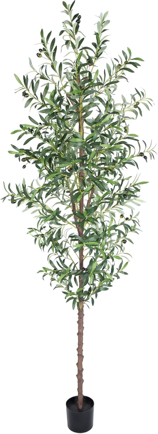 CETRD Artificial Olive Tree Indoor 7FT Tall Faux Olive Trees 84in Fake Potted Silk Plant with Trunk and Realistic 1048 Leaves and 40 Fruits for Modern Office Home Decor