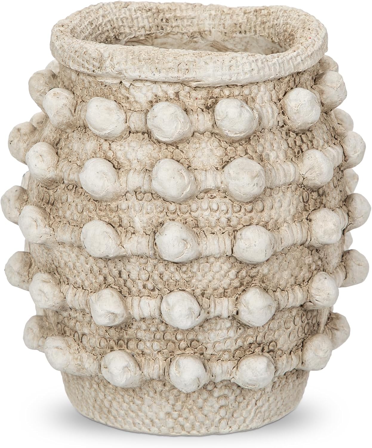 Rustic Farmhouse Vase Boho Beige Vase for Pampas Grass Small Textured Knotted Vases for Flowers Decorative Cement Floral Vases for Home Decor Living Room Dining Table