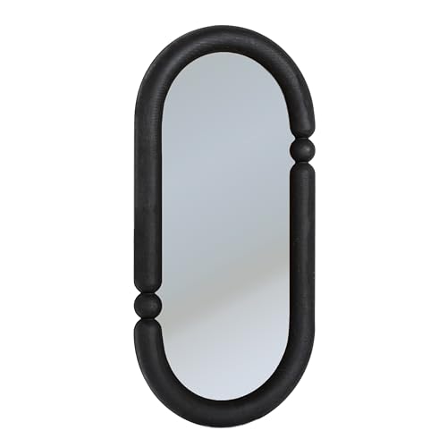 Creative Co-Op Oval Wood-Framed Wall Mirror Black