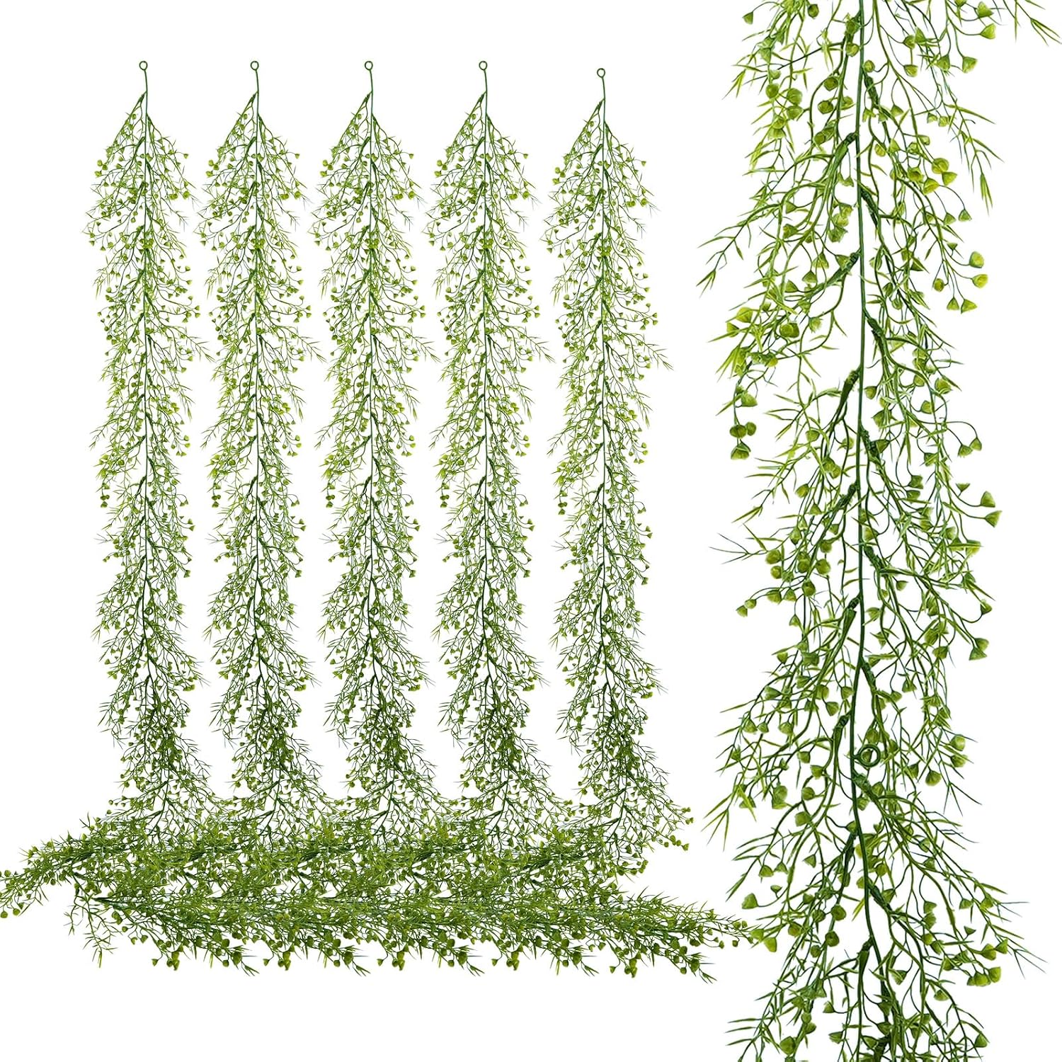 PENGYEE Artificial Greenery Garland 6 Pack 5.57ft