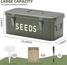 Orionstar Metal Seed Storage Organizer 4 Compartments Vintage Dark Green