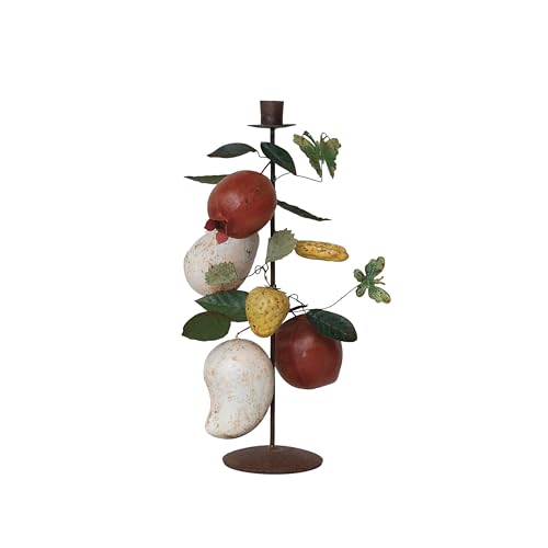Creative Co-Op Orchard Bounty Metal Taper Candle Holder Multicolor