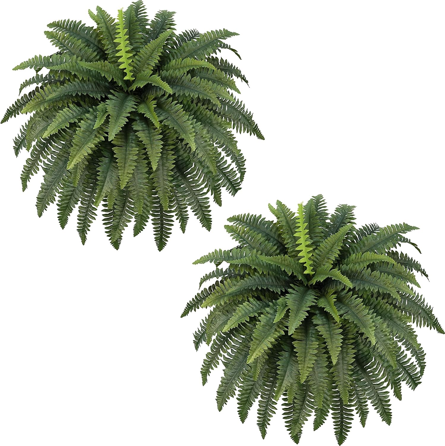 FOREST PRINCE 42 Artificial Boston Ferns Bush Plants 2 Pack for Outdoors