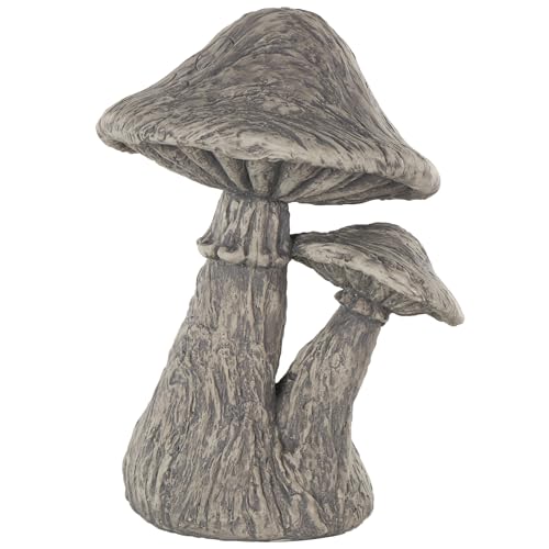 Deco 79 Polystone Mushroom Decorative Sculpture Textured Home Decor Statue Accent Figurine 9 x 9 x 14 Gray