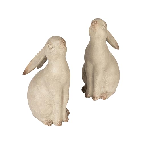 Creative Co-Op Decorative Resin Rabbit Bookends Grey