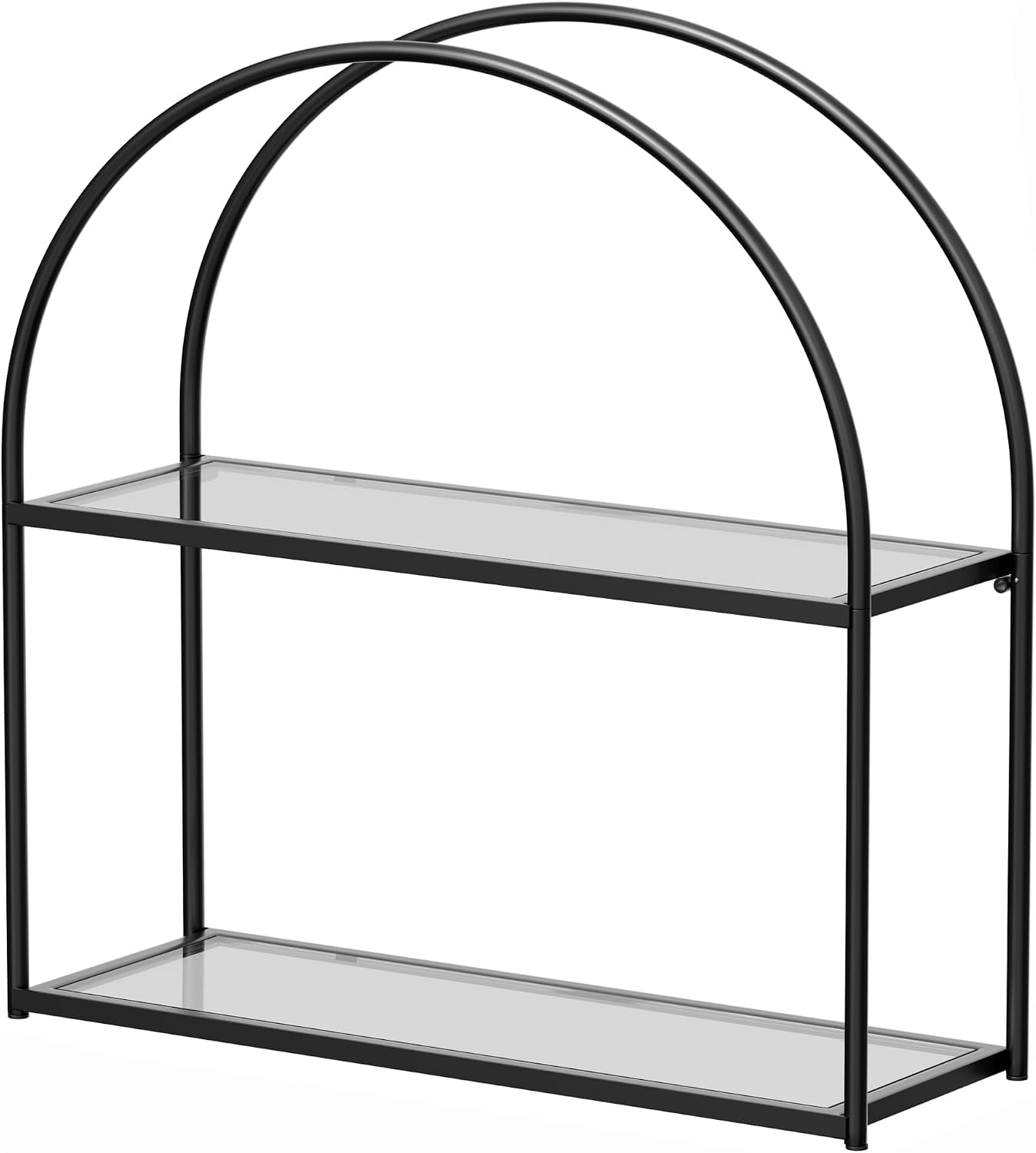 Crofy 2-Tier Arched Wall Shelf with Black Frame & Transparent Shelves