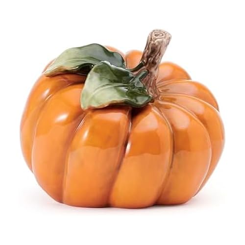Fitz and Floyd Autumn Harvest Ceramic Pumpkin Figurine 5.5-Inch