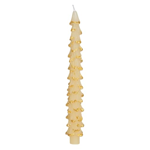 Creative Co-Op Golden-Tipped Elegance Tree Shaped Taper Candles Eggnog Color Set of 2