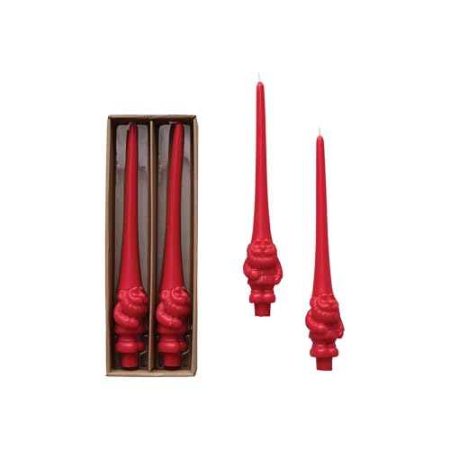 Creative Co-Op Enchanted Gnome Taper Candles Red Set of 2