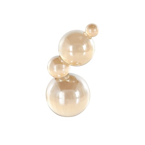 Deco 79 Glass Abstract Decorative Sculpture Stacked Orbs Home Decor Statue Accent Figurine 4 x 4 x 8 Beige