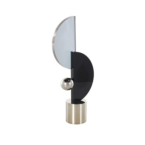 Deco 79 Glass Abstract Decorative Sculpture Home Decor Statue with Silver Orb and Base Accent Figurine 7 x 3 x 16 Black