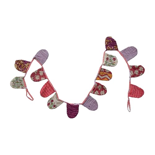 Creative Co-Op Vintage Cotton Kantha Quilt Pennant Garland Multicolor