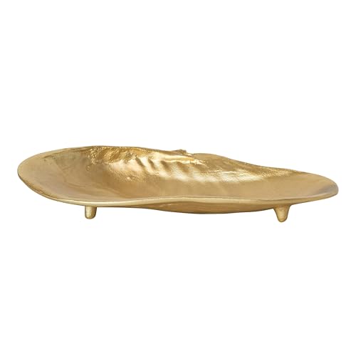 Creative Co-Op Decorative Cast Aluminum Footed Shell Shaped Tray Gold Finish