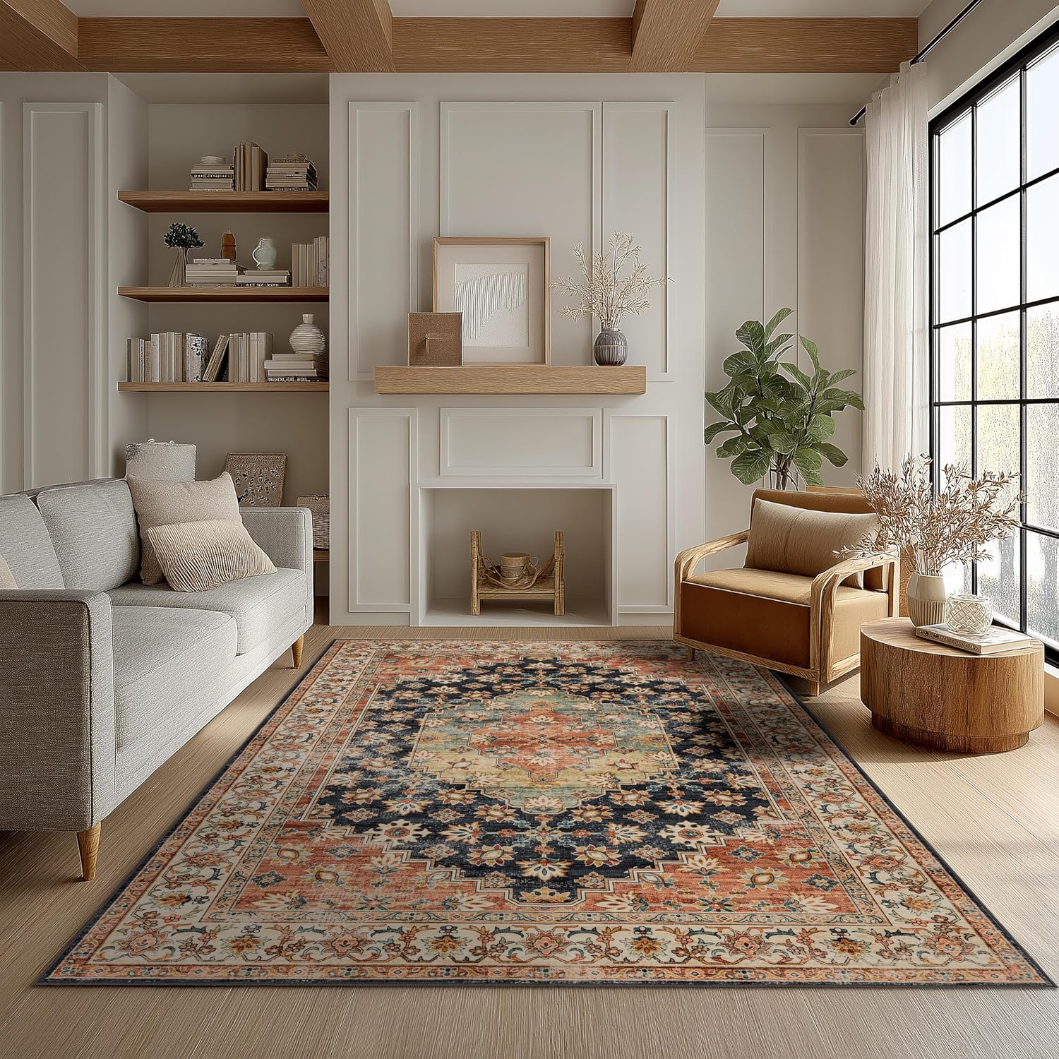 Ruaruarug Washable Area Rug 4×6 for Living Room Ultra Soft Maroon