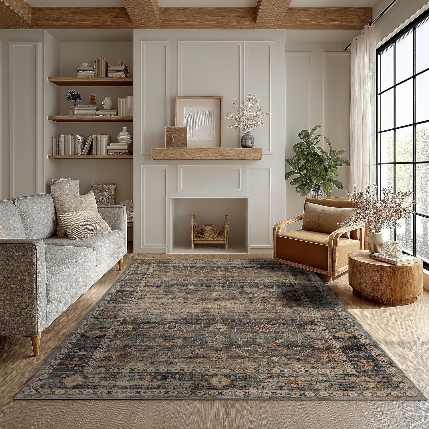 Ruaruarug Washable Area Rug 5×7 for Living Room Ultra Soft Camel
