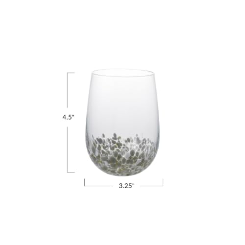 Creative Co-Op 12-Ounce Confetti Drinking Glass Gold Finish and White