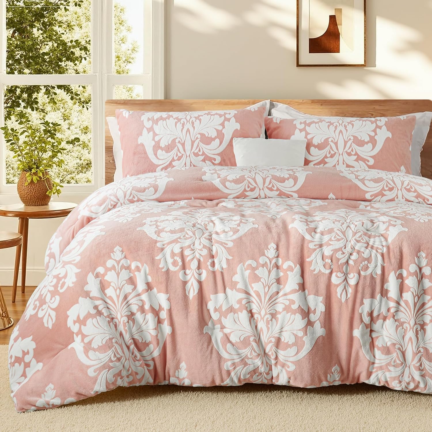 Exclusivo Mezcla Fleece Queen Comforter Set Pink