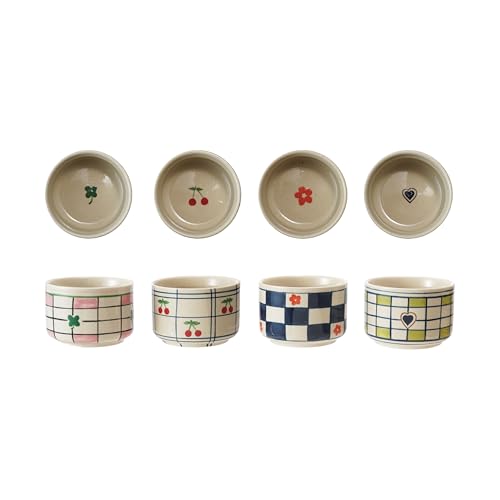 Creative Co-Op 4-Piece Hand-Painted Stoneware Bowl Set Multicolor
