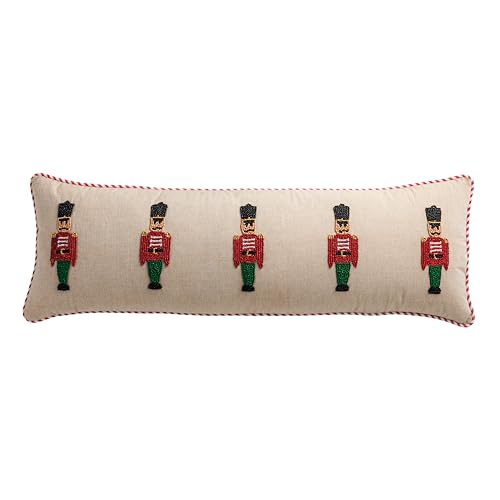 Mud Pie Christmas Long Beaded Nutcracker Pillow